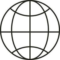 Black Linear Style Globe Icon Or Symbol. vector