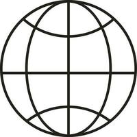 Black Linear Style Globe Icon Or Symbol. vector