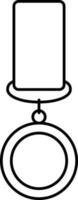 Copy Space Strap Medal Icon In Black Line Art. vector