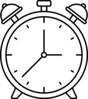 negro línea Arte de alarma reloj icono. vector