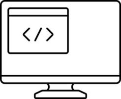 Web Programming Application In Computer Screen Outline Icon. vector