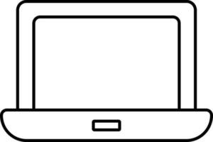 Black Line Art Illustration Of Laptop Icon. vector