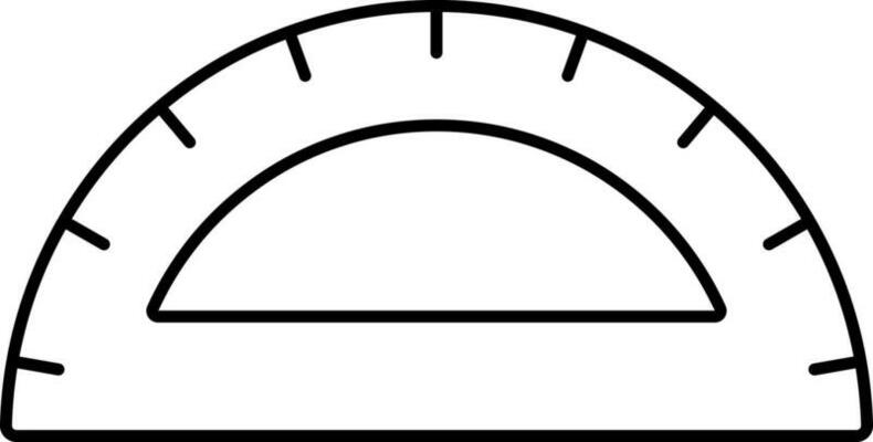 Black Outline Illustration Of Protractor Icon.