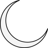 Grey Crescent Moon Flat Icon On White Background. vector