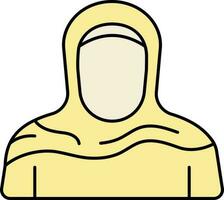 Faceless Muslim Lady Wearing Traditional Dress Yellow Icon. vector