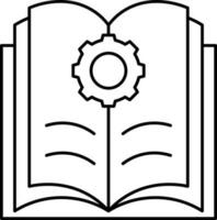 Open Book With Cogwheel Icon In Linear Style. vector