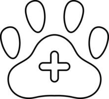 Isolated Paw With Cross Symbol Or Icon In Thin Line Art. vector