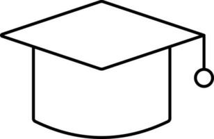 Black Line Art Illustration Of Graduation Cap Icon. vector