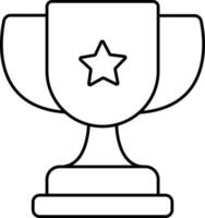 Illustration of Star Trophy Cup Black Outline Icon. vector