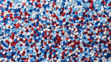 Festive red white and blue 4th July party celebration confetti background. photo