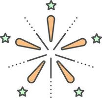 Firework Icon In Green And Orange Color. vector