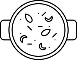parte superior ver comida Sewai maceta negro contorno icono. vector