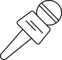 Black Line Art Illustration Of Wireless Microphone Icon. vector