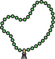 Green Tasbih Flat Icon On White Background. vector