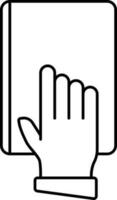 Human Hand On Book For Oath Icon In Line Art. vector