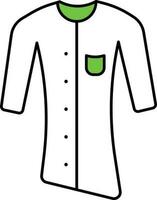 Green And White Kurta Icon In Flat Style. vector