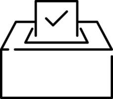 Black Outline Voting Box With Check Paper Icon. vector