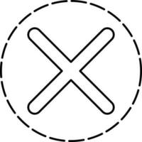 Linear Style Cross Mark Circle Icon. vector