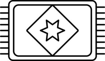 Square Frame With Star Print Rug Icon In Line Art. vector