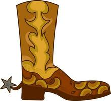 Flat Style Acrylic Boot Or Long Shoes Element In Brown Color. vector