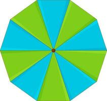 Top View Of Umbrella Green And Blue Element. vector