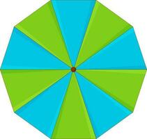 Top View Of Umbrella Green And Blue Element. vector