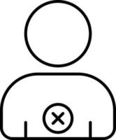 Isolated Cancel User Icon In Black Outline. vector