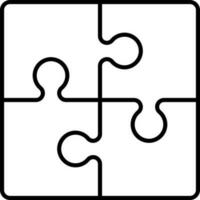 Jigsaw Puzzle Icon In Black Line Art. vector