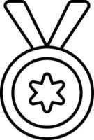 Illustration Of Star Medal Icon In Black Outline. vector