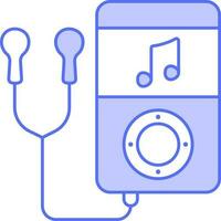 Ipod Connect With Earphone Icon In Blue And White Color. vector