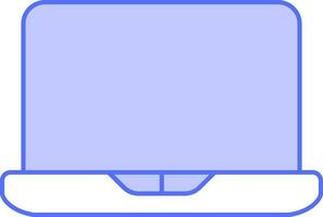 Flat Style Laptop Icon In Blue And White Color. vector