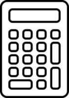 aislado calculadora icono en negro línea Arte. vector