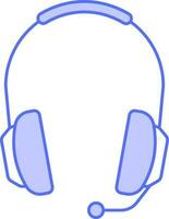 Mic Headphone Icon In Blue And White Color. vector