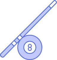 Billiard Cue And Ball Icon In Blue And White Color. vector