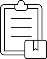 Clipboard And Parcel Icon In Line Art. vector