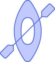 Kayak And Paddle Icon In Blue And White Color. vector