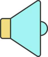 Isolated Speaker Icon In Turquoise And Yellow Color. vector