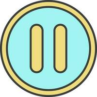Paused Buttton Icon In Turquoise And Yellow Color. vector