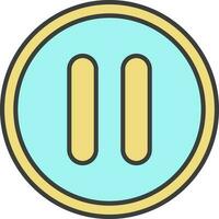 Paused Buttton Icon In Turquoise And Yellow Color. vector