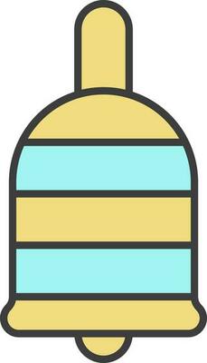 Yellow And Turquoise Bell Icon In Flat Style.