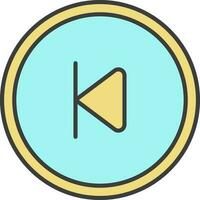 Reverse Play Button Icon In Turquoise And Yellow Color. vector