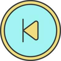 Reverse Play Button Icon In Turquoise And Yellow Color. vector