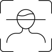 Face Recognition Icon In Black Linear Art. vector