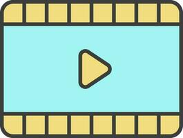 Video Player Icon In Yellow And Turquoise Color. vector