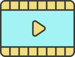 Video Player Icon In Yellow And Turquoise Color. vector