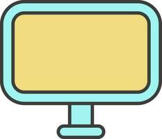Illustration Of Monitor Icon In Turquoise And Yellow Color. vector