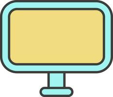 Illustration Of Monitor Icon In Turquoise And Yellow Color. vector