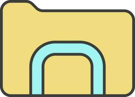 File Folder Icon In Yellow And Turquoise Color. vector