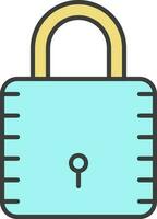 Flat Padlock Icon In Turquoise And Yellow Color. vector