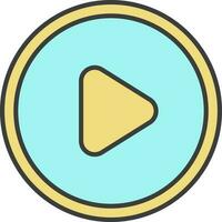 Play Button Icon In Yellow And Turquoise Color. vector